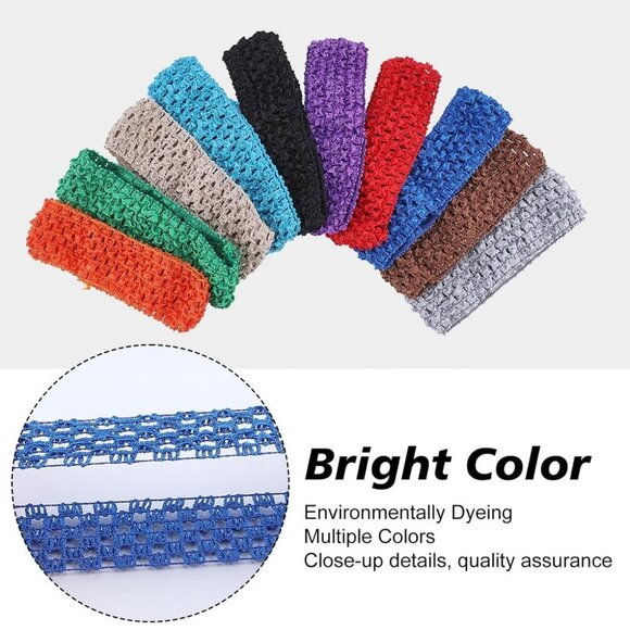 30Pcs Colorful Elastic Crochet Headbands DIY Accessories for Women & Adults main image 5